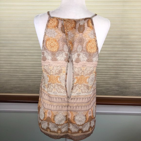 Forever 21 Beachy Boho Floral Sleeveless Strappy Blouse Y2K Coachella Festival - Picture 1 of 11